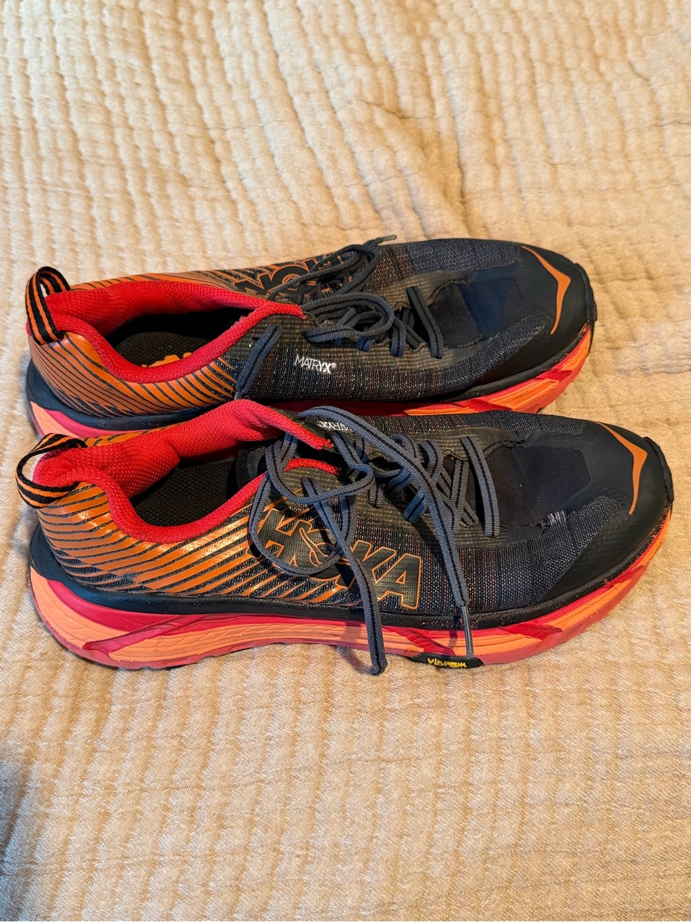 Hoka Men's Black and Orange Trail Running Shoes